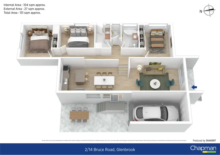 Floorplan of Homely semi-detached listing, 2/14 Bruce Road, Glenbrook NSW 2773