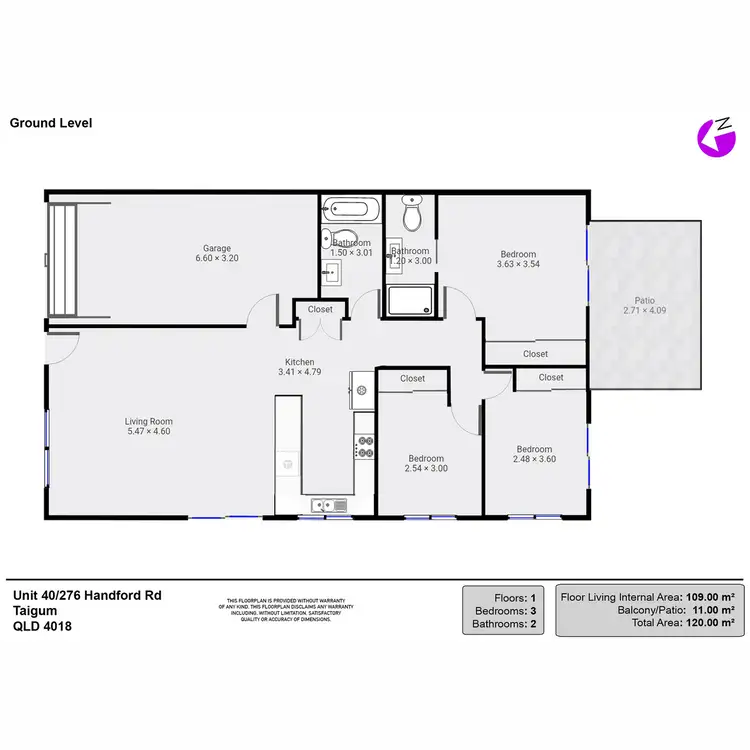 Floorplan of Homely townhouse listing, 40/276 Handford Road, Taigum QLD 4018