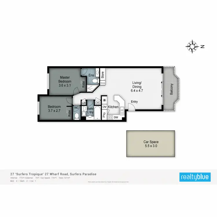 Floorplan of Homely apartment listing, 27/27 Wharf Road, Surfers Paradise QLD 4217