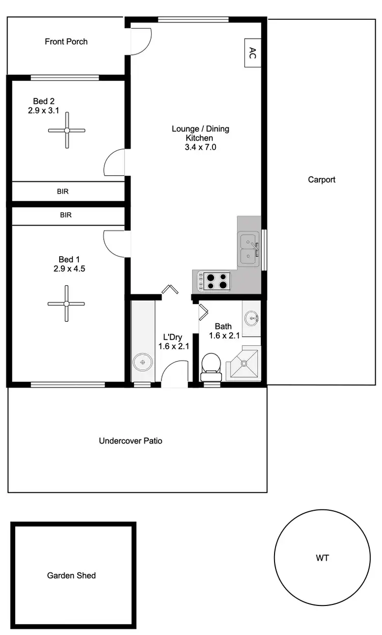 Floorplan of Homely unit listing, 1/13 George Street, Port Lincoln SA 5606