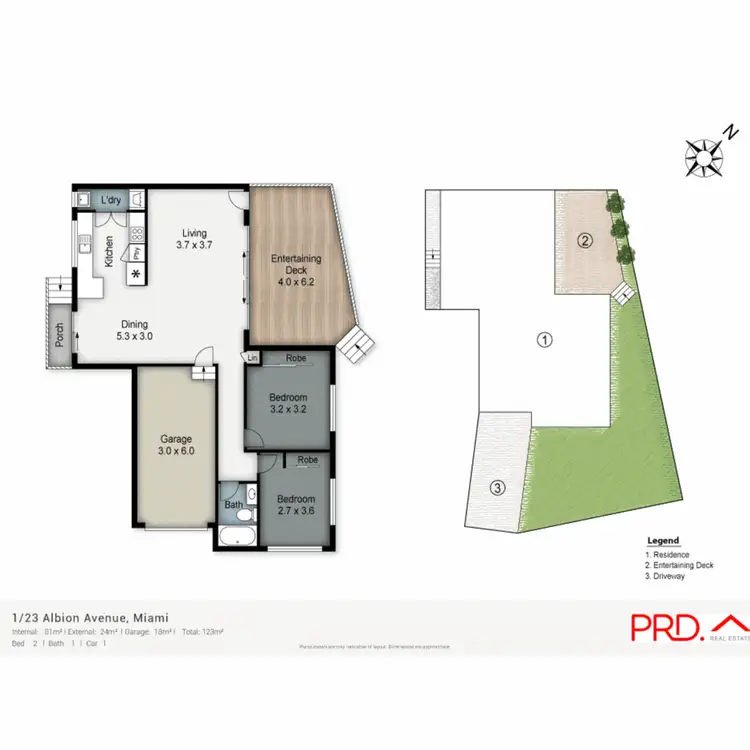 Floorplan of Homely semi-detached listing, 1/23 Albion Avenue, Miami QLD 4220