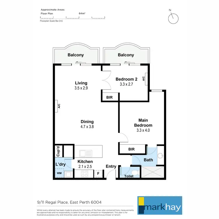 Floorplan of Homely apartment listing, 9/11 Regal Place, East Perth WA 6004