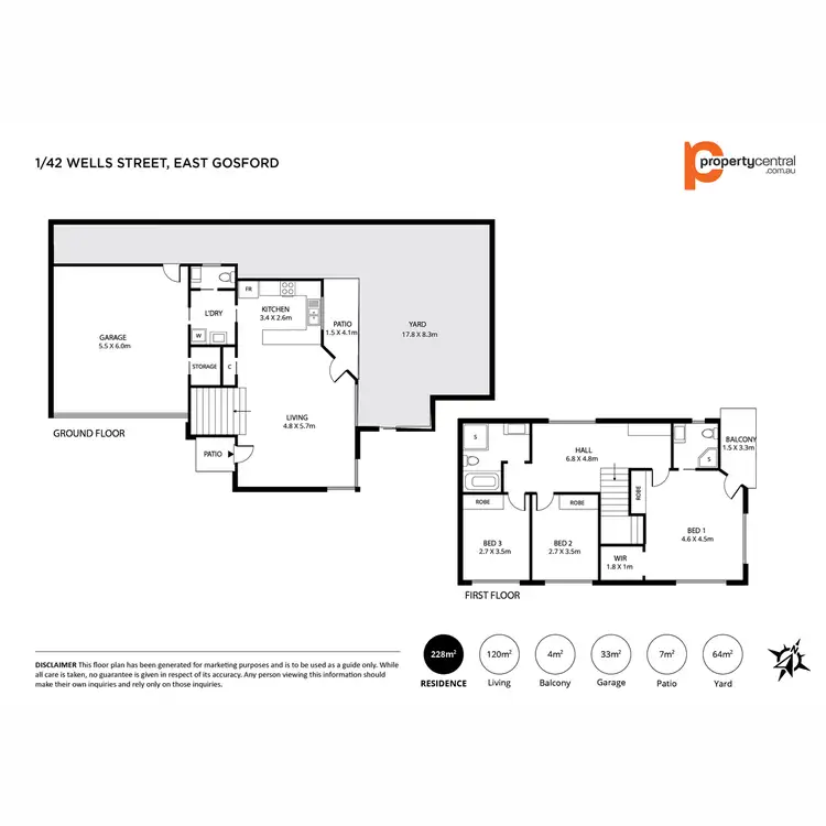 Floorplan of Homely townhouse listing, 1/42 Wells Street, East Gosford NSW 2250