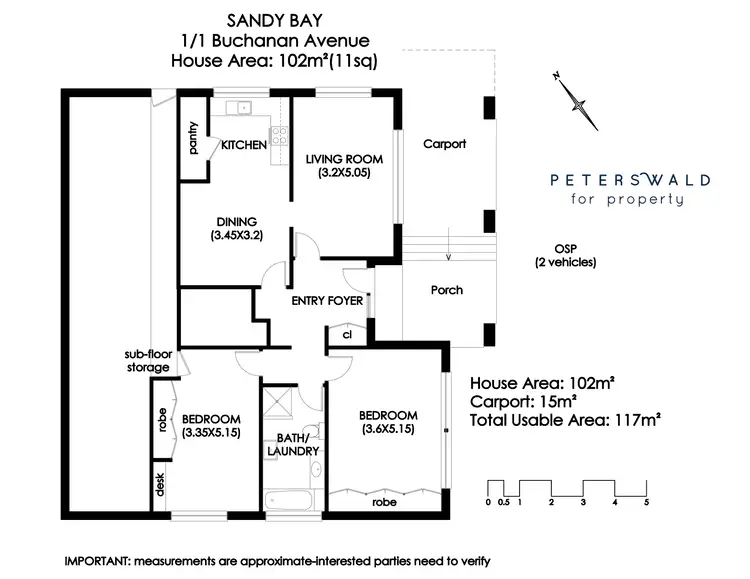Floorplan of Homely unit listing, 1/1 Buchanan Avenue, Sandy Bay TAS 7005