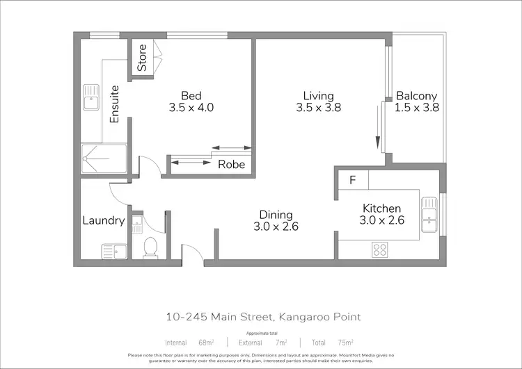 Floorplan of Homely apartment listing, 10/245 Main Street, Kangaroo Point QLD 4169