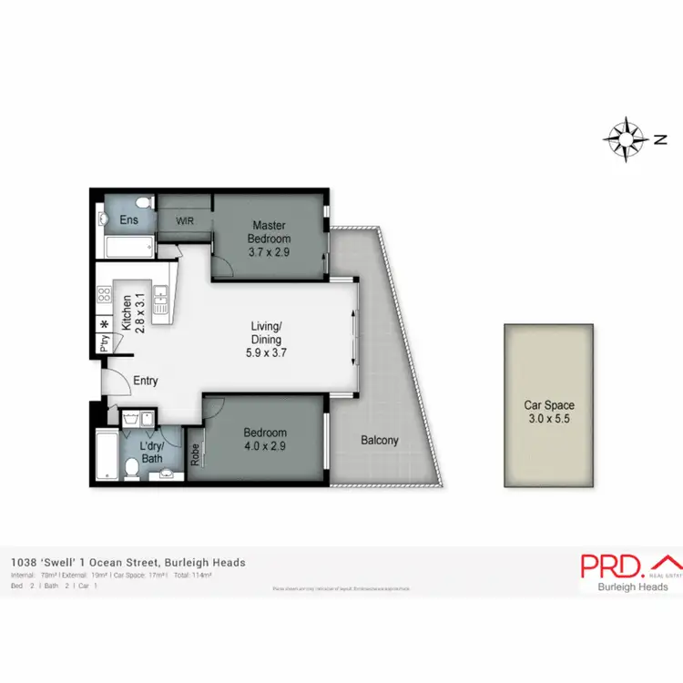 Floorplan of Homely apartment listing, 1038/1 Ocean Street, Burleigh Heads QLD 4220