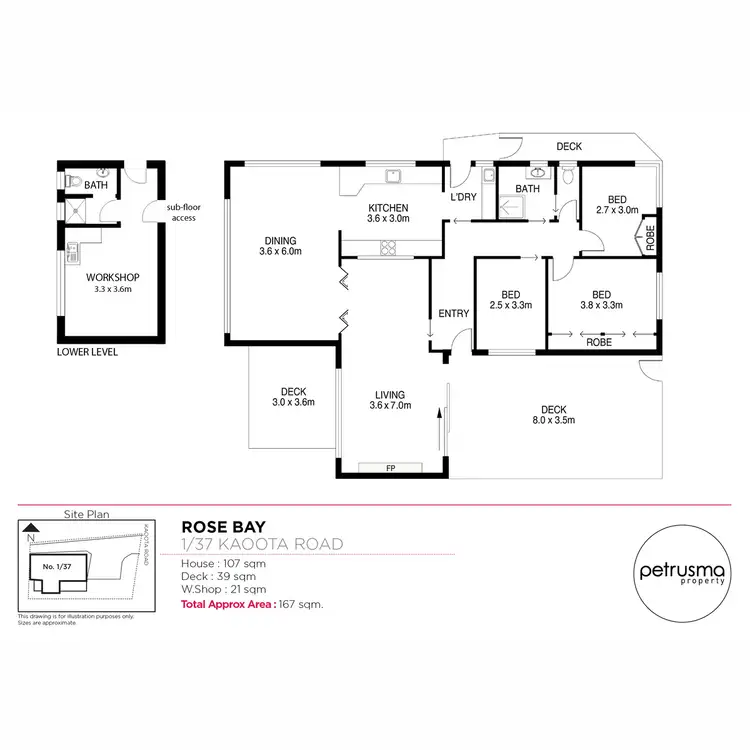 Floorplan of Homely house listing, 1/37 Kaoota Road, Rose Bay TAS 7015