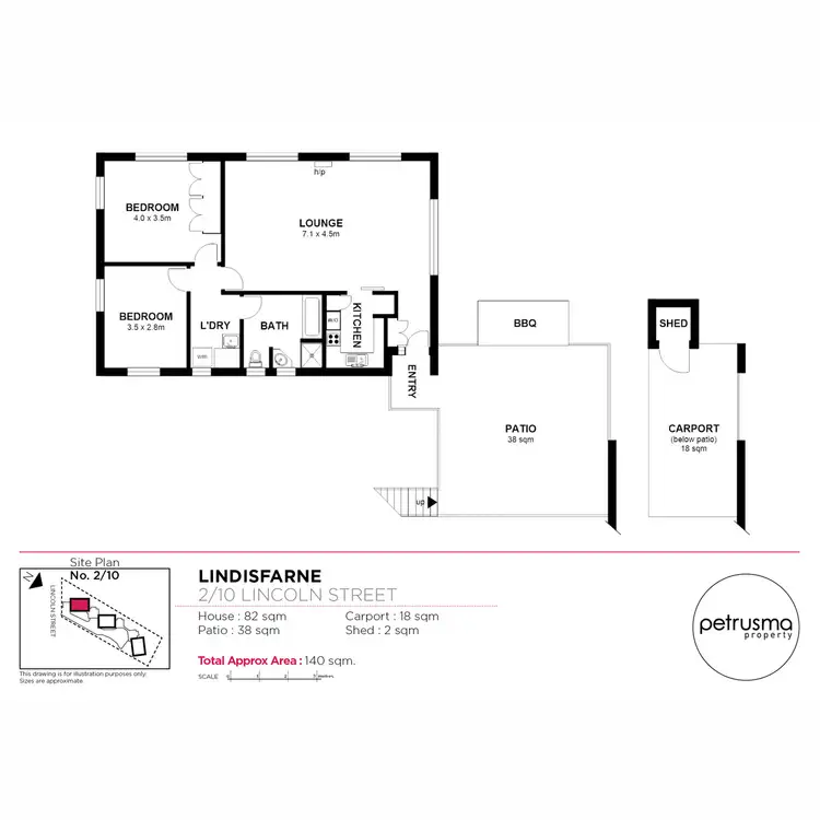 Floorplan of Homely unit listing, 2/10 Lincoln Street, Lindisfarne TAS 7015