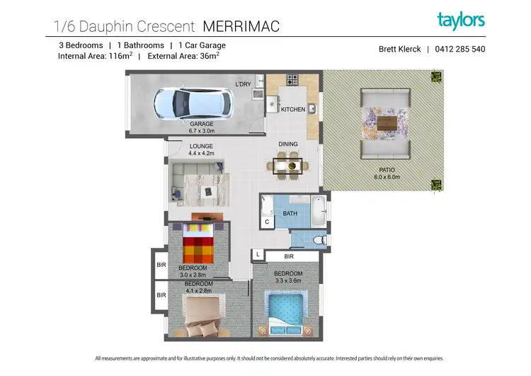 Floorplan of Homely semi-detached listing, 1/6 Dauphin Crescent, Merrimac QLD 4226