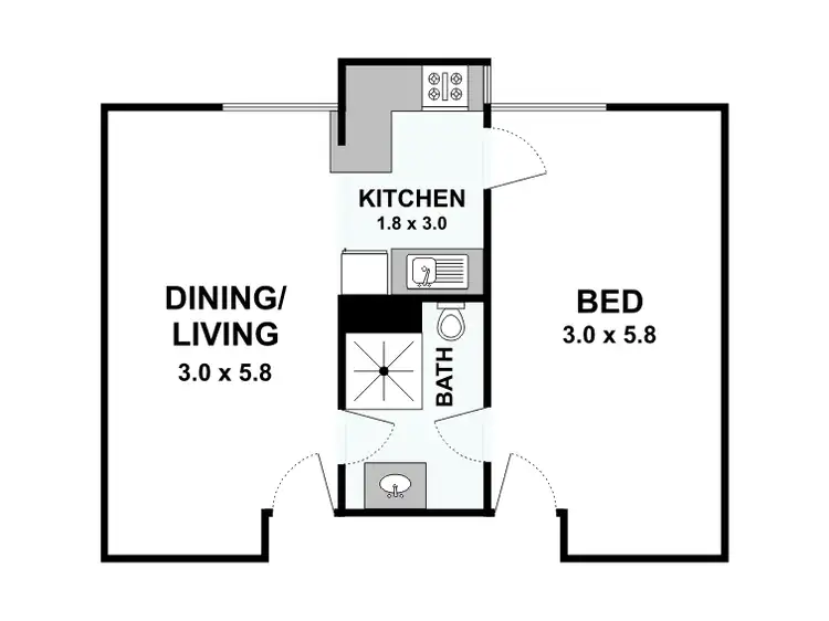 Floorplan of Homely unit listing, 605/112-122 Goderich Street, East Perth WA 6004