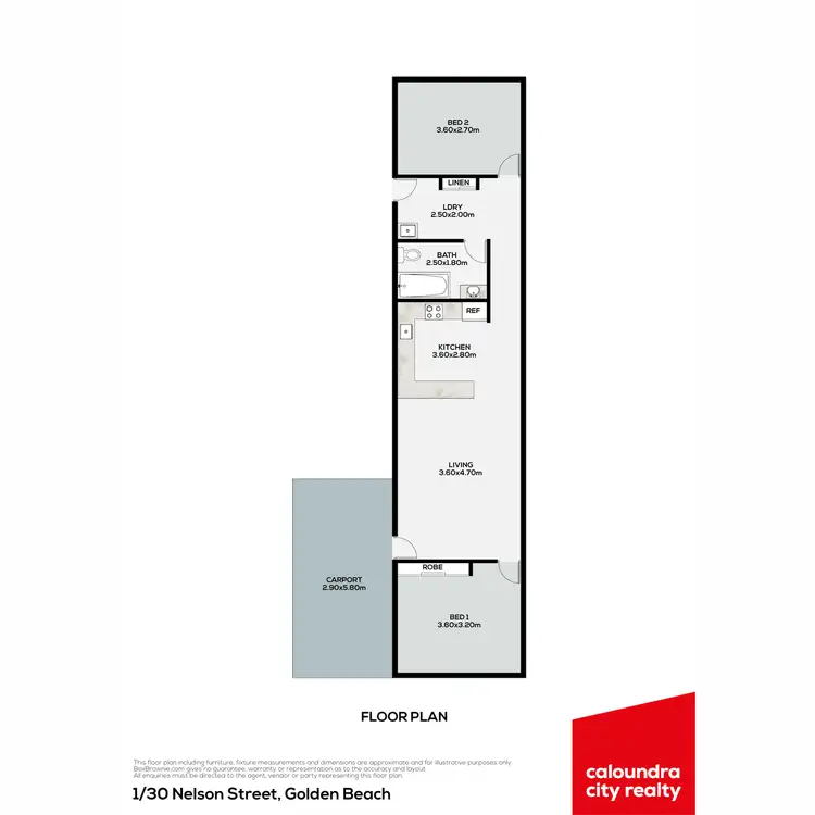 Floorplan of Homely semi-detached listing, 1/30 Nelson Street, Golden Beach QLD 4551