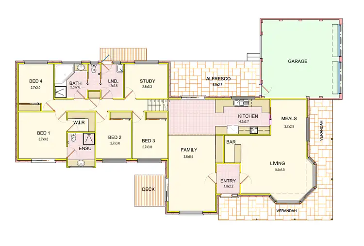 Floorplan of Homely house listing, 2 Ballara Drive, Wodonga VIC 3690