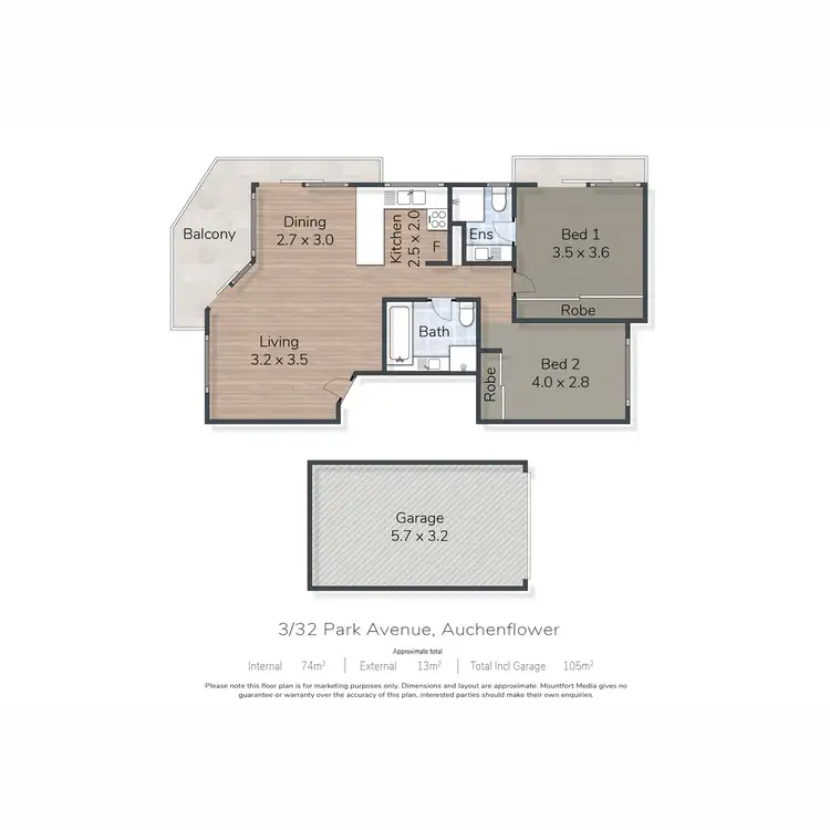 Floorplan of Homely apartment listing, 3/32 Park Avenue, Auchenflower QLD 4066