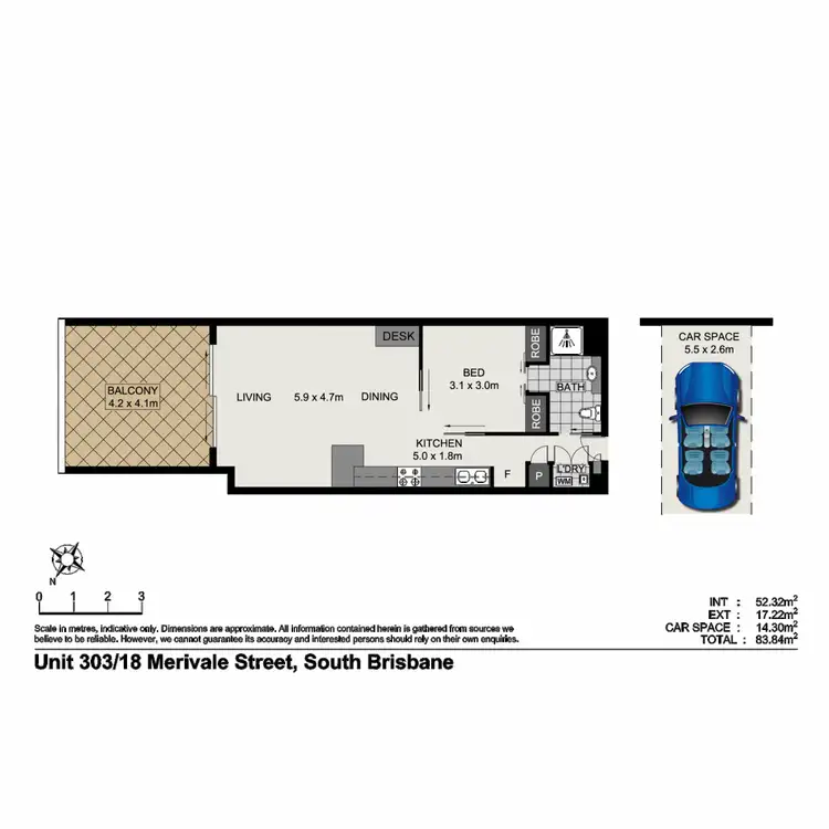 Floorplan of Homely apartment listing, 303/18 Merivale Street, South Brisbane QLD 4101