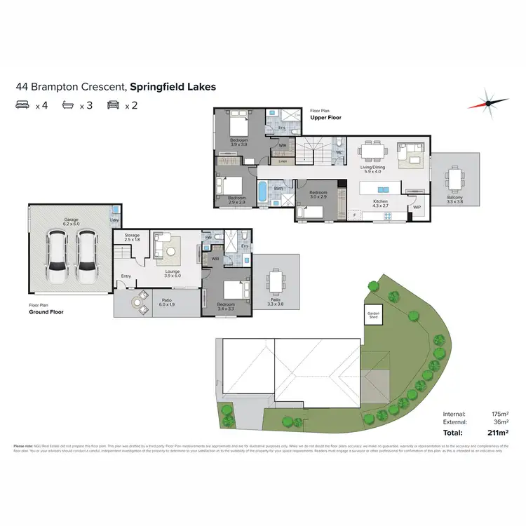 Floorplan of Homely semi-detached listing, 44 Brampton Crescent, Springfield Lakes QLD 4300