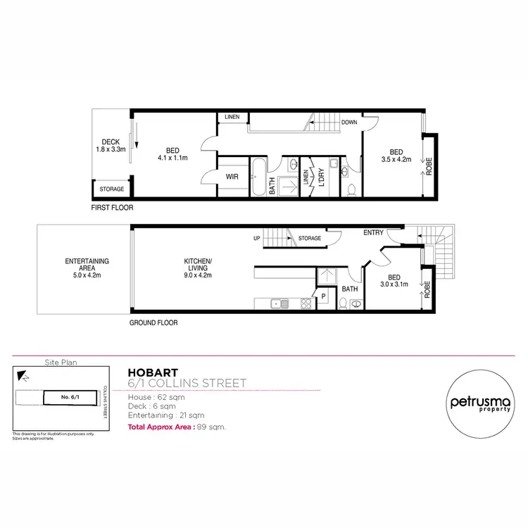 Floorplan of Homely unit listing, 6/1 Collins Street, Hobart TAS 7000