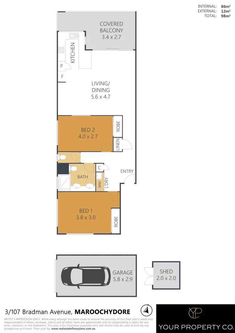 Floorplan of Homely unit listing, 3/107 Bradman Avenue,, Maroochydore QLD 4558