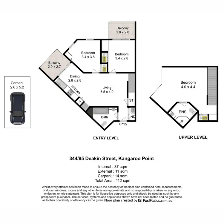 Floorplan of Homely unit listing, 44/85 Deakin Street, Kangaroo Point QLD 4169