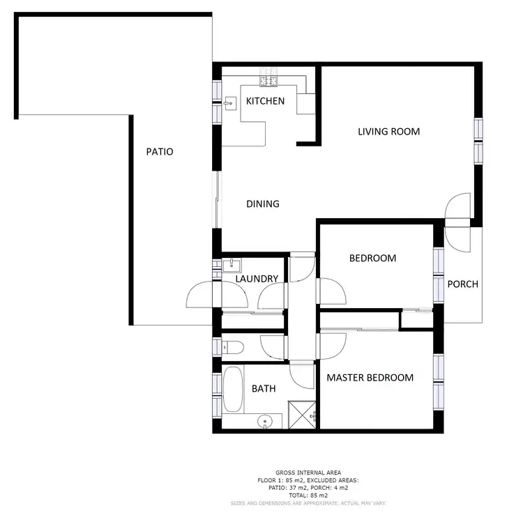 Floorplan of Homely unit listing, 2/99 Mitchell Street, Wodonga VIC 3690