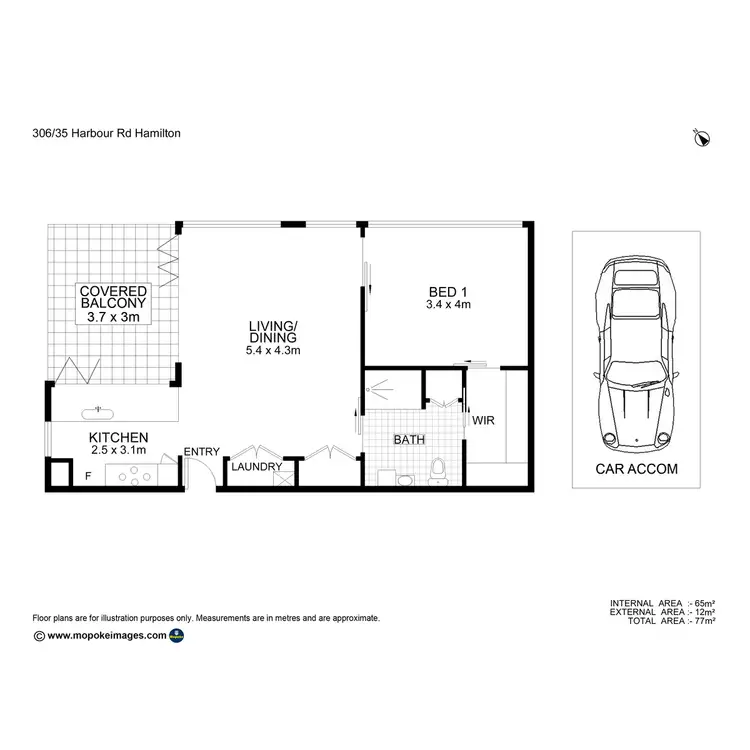 Floorplan of Homely apartment listing, 306/35 Harbour Road, Hamilton QLD 4007
