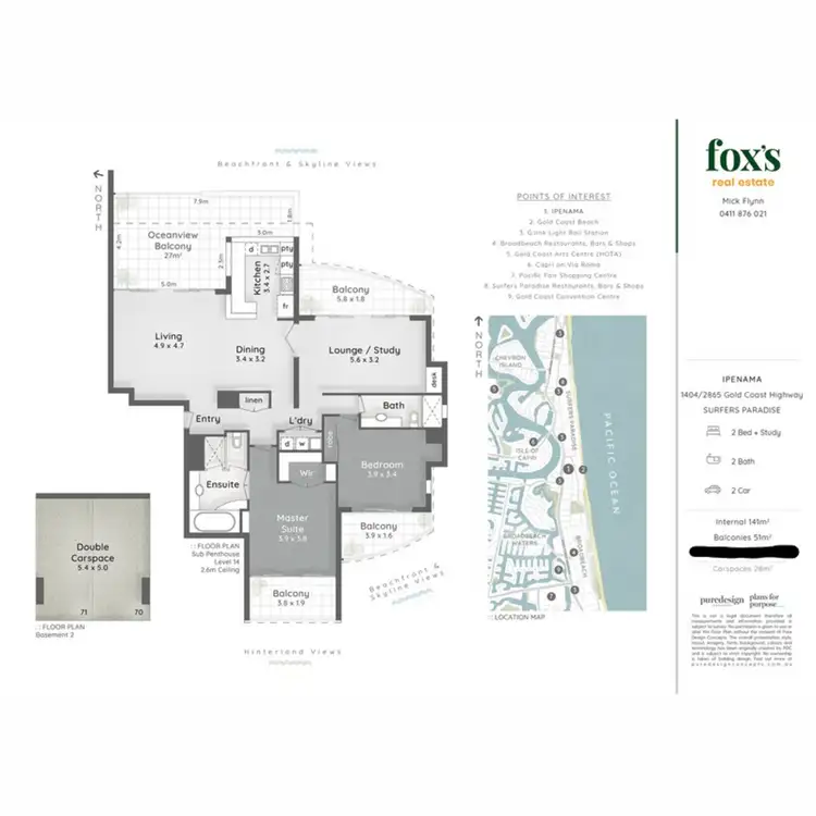 Floorplan of Homely unit listing, 1404/2865 Gold Coast Highway, Surfers Paradise QLD 4217