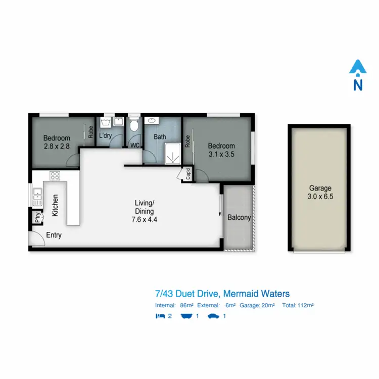 Floorplan of Homely apartment listing, 7/43 Duet Drive, Mermaid Waters QLD 4218