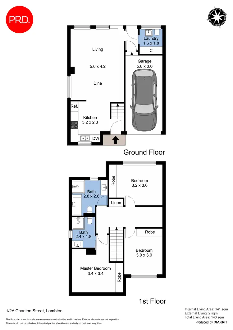 Floorplan of Homely townhouse listing, 1/2A Charlton Street, Lambton NSW 2299