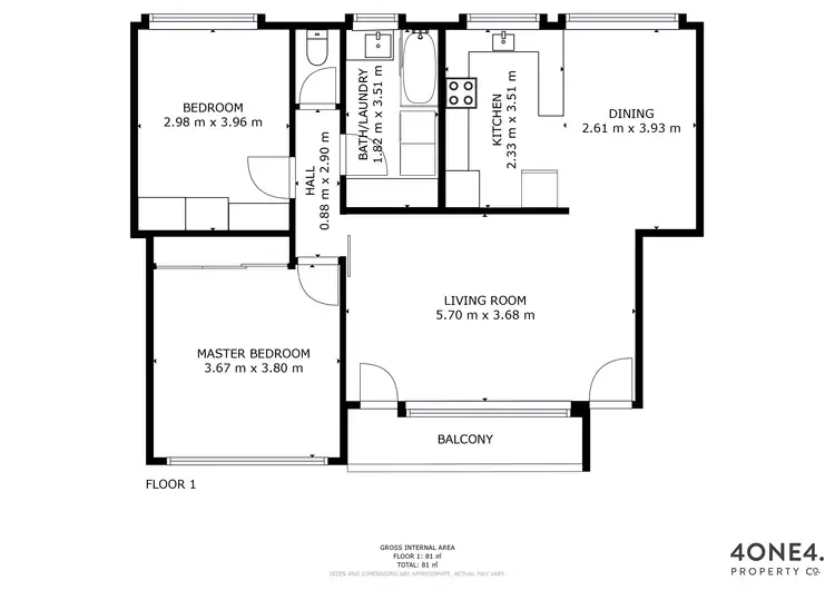Floorplan of Homely block of units listing, 1/4 Riverway Road, Montrose TAS 7010