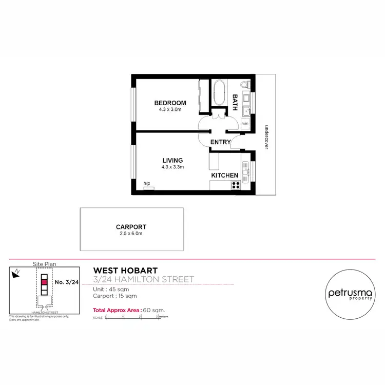 Floorplan of Homely apartment listing, 3/24 Hamilton Street, West Hobart TAS 7000