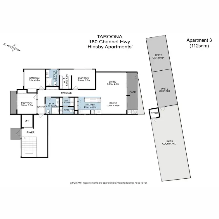 Floorplan of Homely apartment listing, 3/180 Channel Highway, Taroona TAS 7053