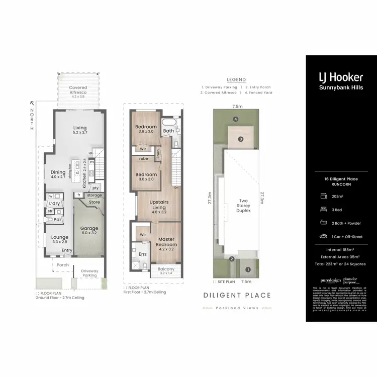 Floorplan of Homely semi-detached listing, 16 Diligent Place, Runcorn QLD 4113