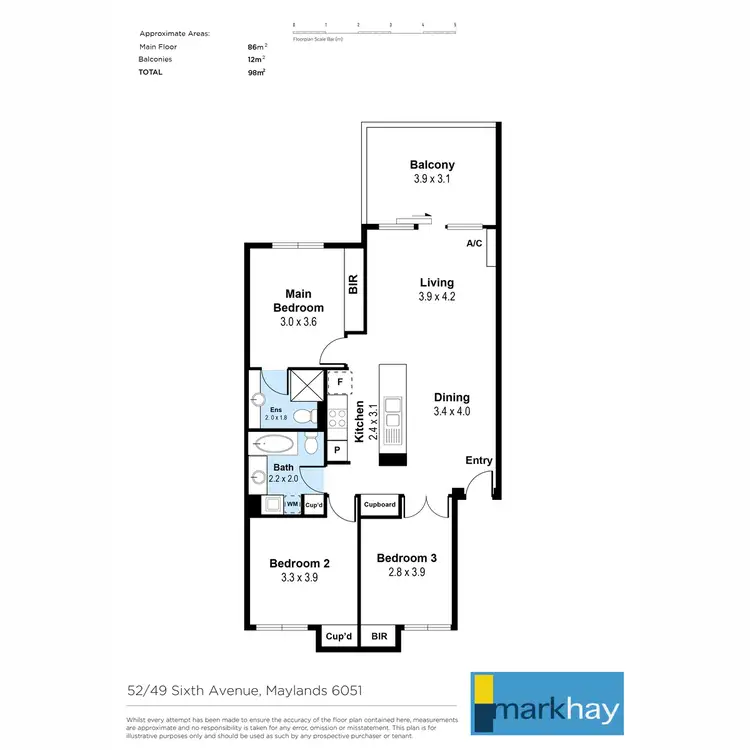 Floorplan of Homely apartment listing, 52/49 Sixth Avenue, Maylands WA 6051