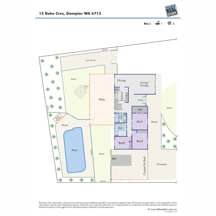 Floorplan of Homely house listing, 15 Robe Crescent, Dampier WA 6713