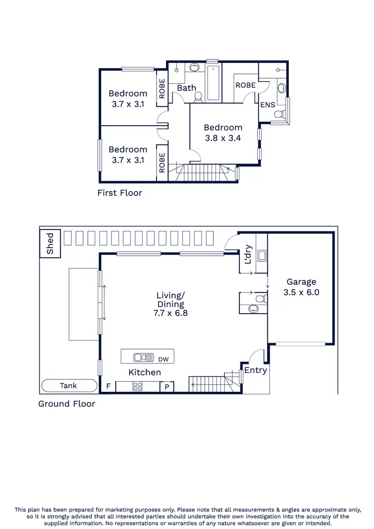Floorplan of Homely townhouse listing, 3/241 Buckley Street, Aberfeldie VIC 3040