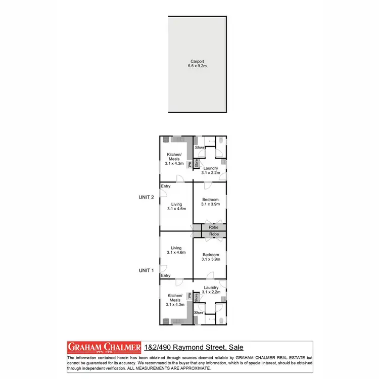 Floorplan of Homely unit listing, 1 & 2/490 Raymond Street, Sale VIC 3850