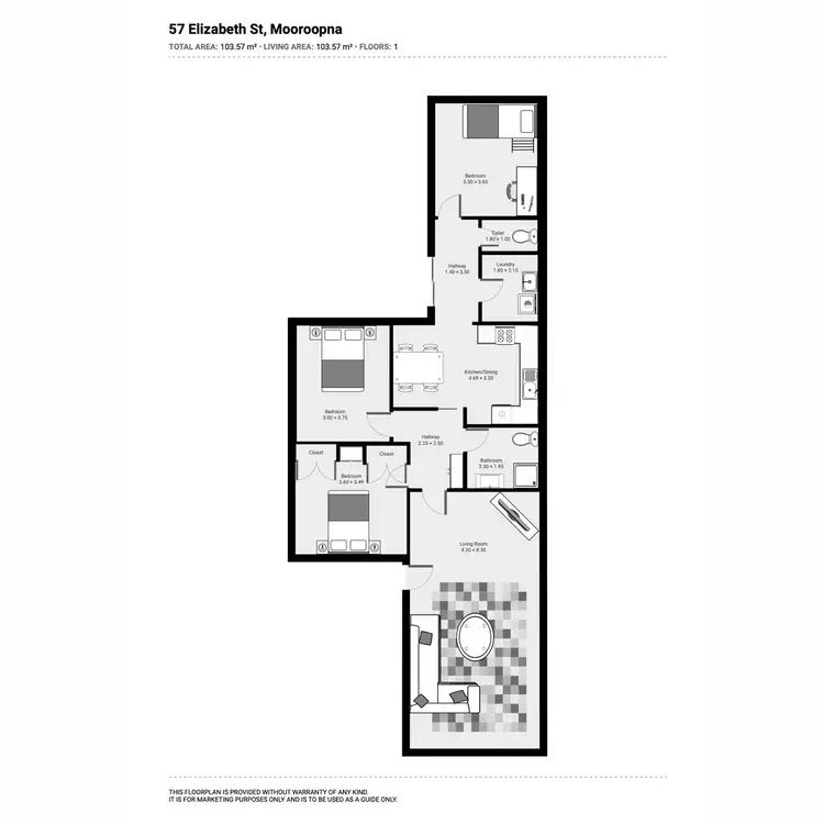 Floorplan of Homely house listing, 57 Elizabeth Street, Mooroopna VIC 3629