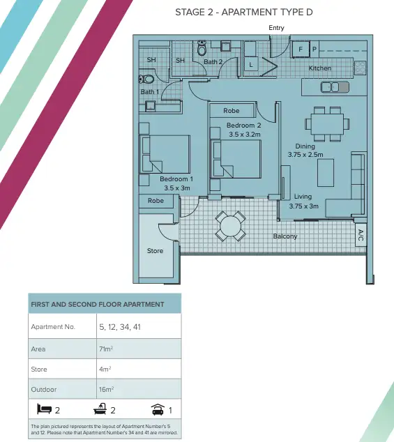 Floorplan of Homely apartment listing, 34/10 Pimlico Crescent, Wellard WA 6170