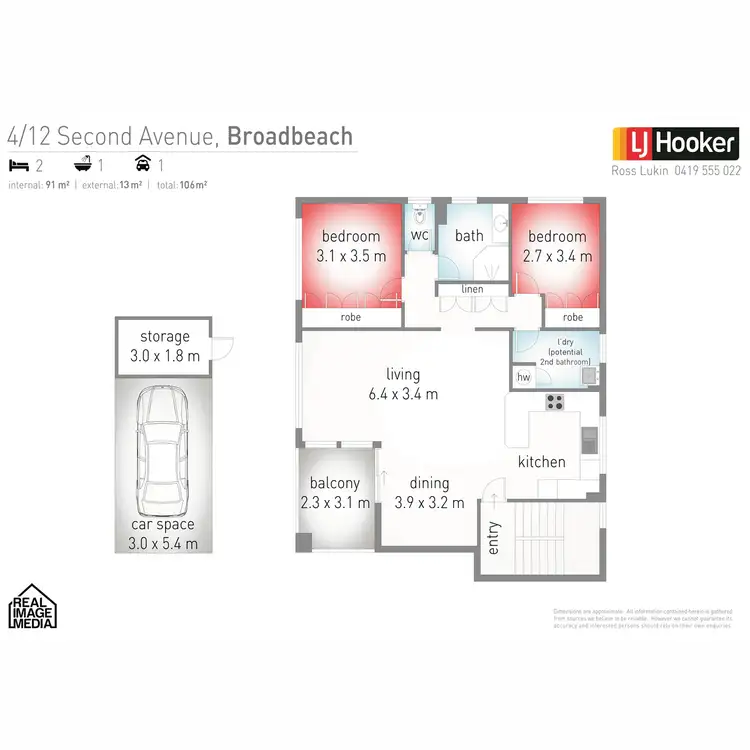 Floorplan of Homely unit listing, 4/12 Second Avenue, Broadbeach QLD 4218