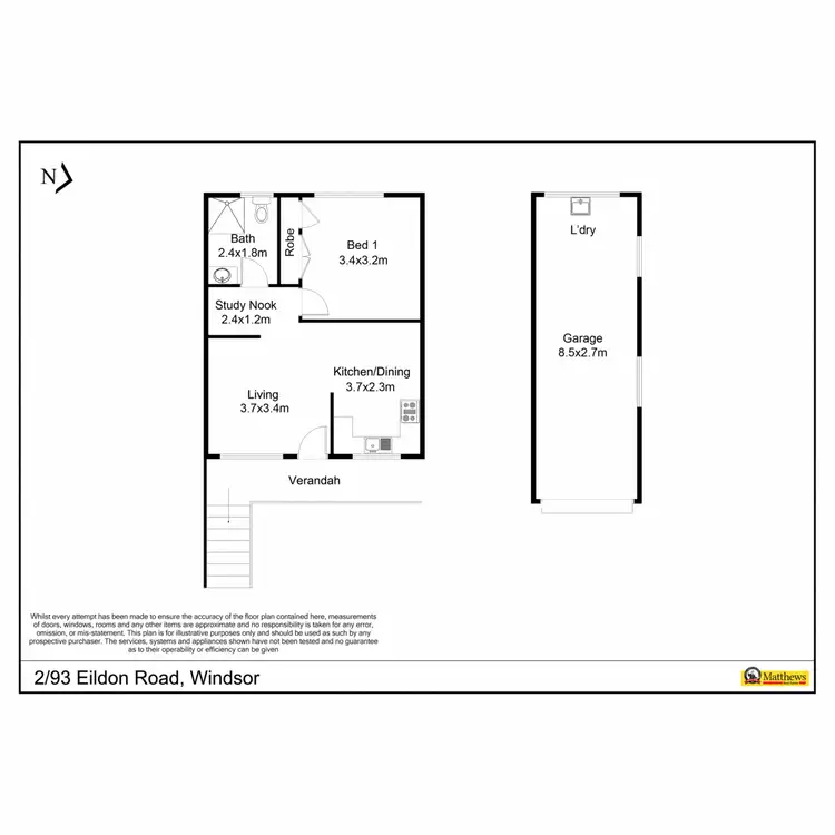 Floorplan of Homely unit listing, 2/93 Eildon Road, Windsor QLD 4030