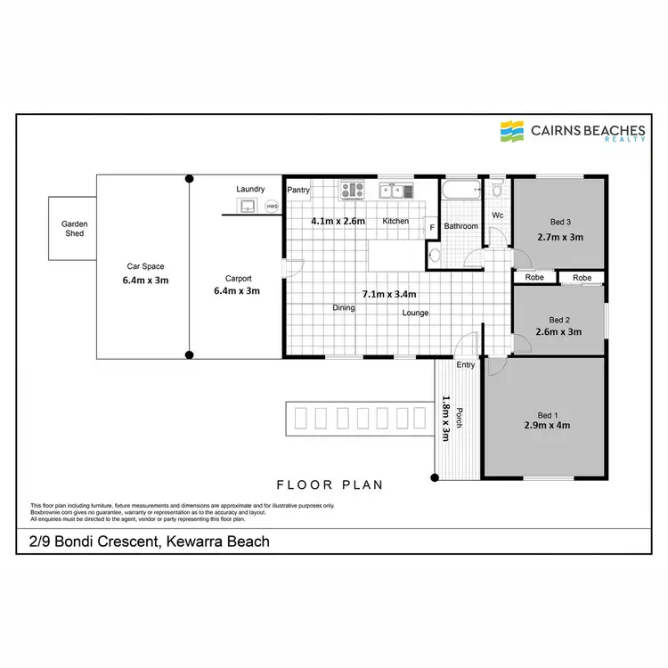 Floorplan of Homely semi-detached listing, 2/9 Bondi Crescent, Kewarra Beach QLD 4879