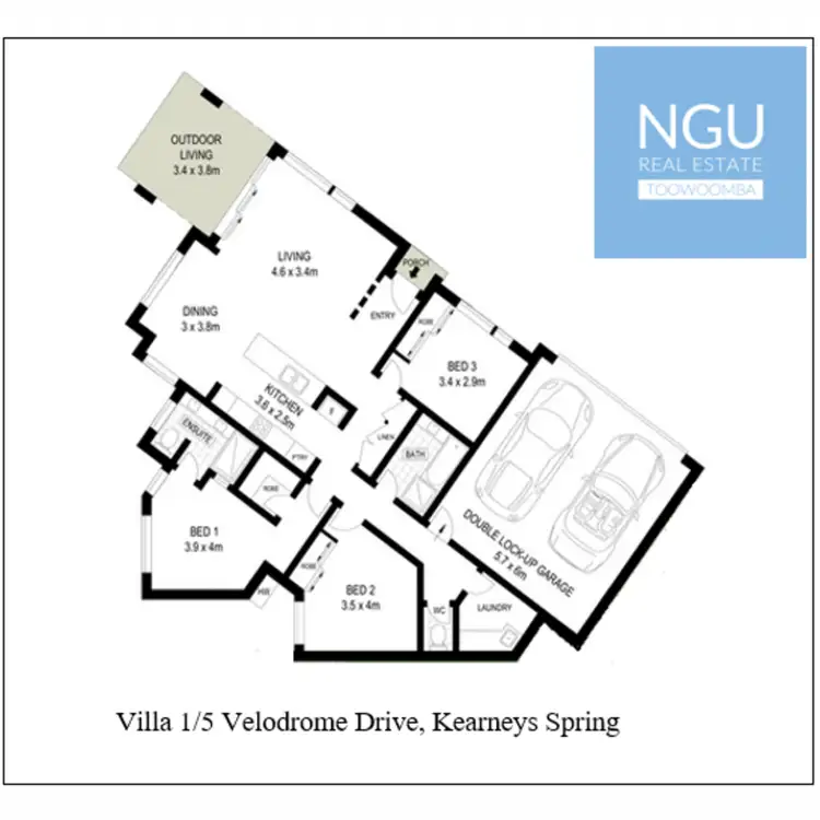 Floorplan of Homely villa listing, 1/5 Velodrome Drive, Kearneys Spring QLD 4350