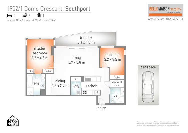 Floorplan of Homely apartment listing, 1902/1 Como Crescent, Southport QLD 4215