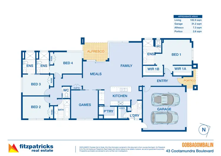 Floorplan of Homely house listing, 43 Cootamundra Boulevard, Gobbagombalin NSW 2650