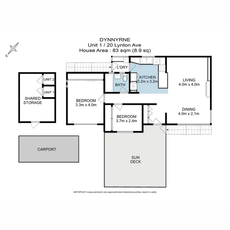 Floorplan of Homely unit listing, 1/20 Lynton Avenue, Dynnyrne TAS 7005