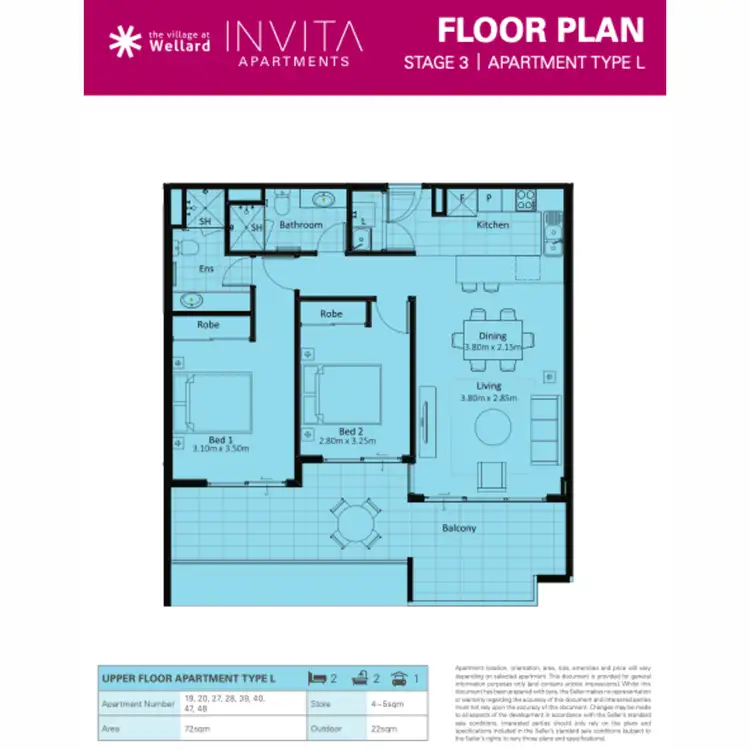 Floorplan of Homely apartment listing, 213/50 Pimlico Crescent, Wellard WA 6170