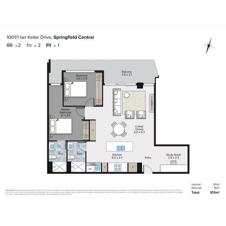 Floorplan of Homely apartment listing, 1001/1 Ian Keilar Drive, Springfield Central QLD 4300