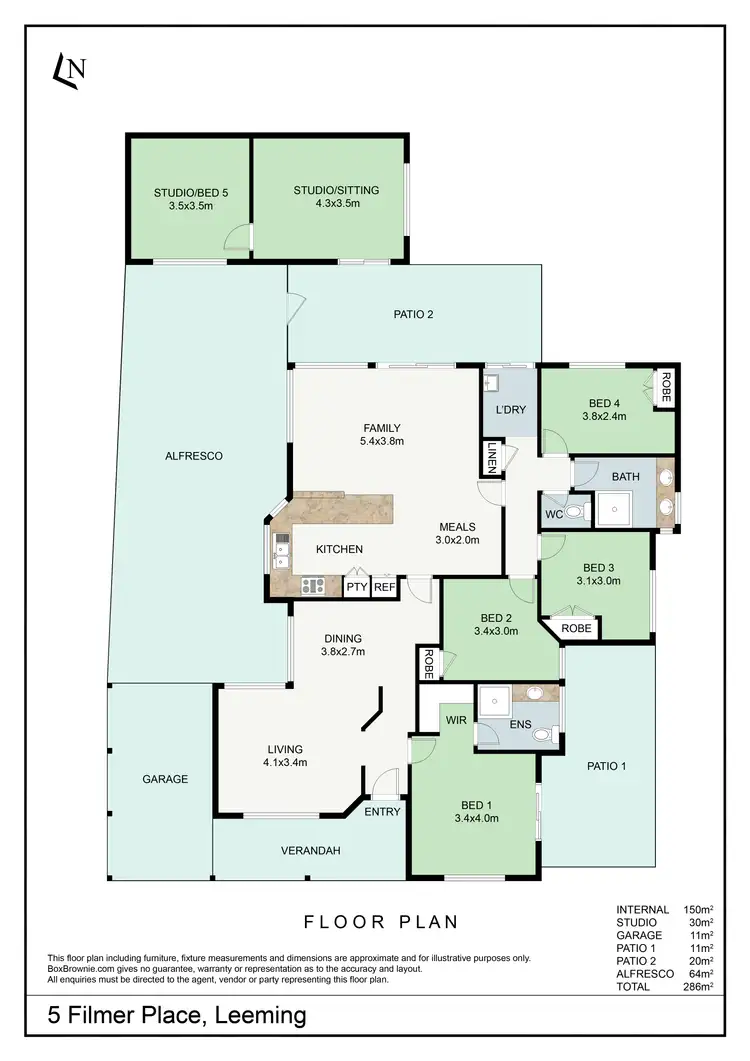 Floorplan of Homely house listing, 5 Filmer Place, Leeming WA 6149