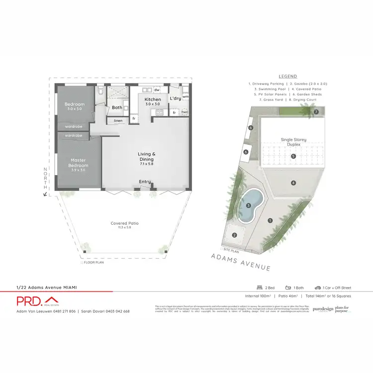 Floorplan of Homely semi-detached listing, 1/22 Adams Avenue, Miami QLD 4220