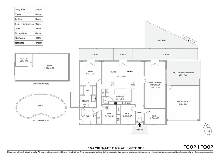 Floorplan of Homely house listing, 153 Yarrabee Road, Greenhill SA 5140