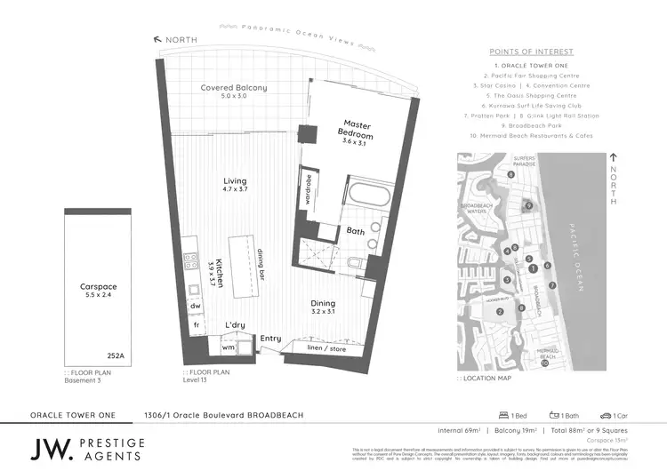Floorplan of Homely apartment listing, 1306/1 Oracle Boulevard, Broadbeach QLD 4218